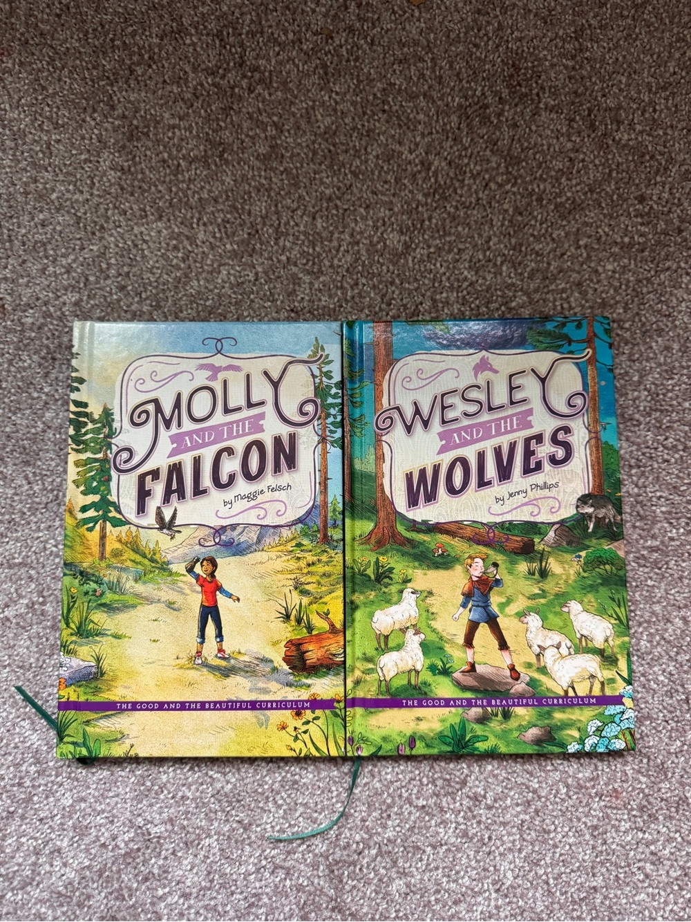 Level 2 books Molly and the falcon and Wesley and the wolves